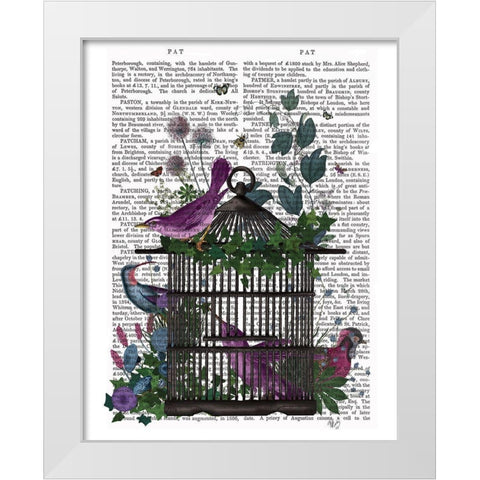 Flower Birdcage 2 White Modern Wood Framed Art Print by Fab Funky