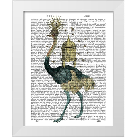 Ostrich Beekeeper White Modern Wood Framed Art Print by Fab Funky