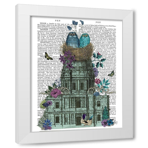 Owl Basilica White Modern Wood Framed Art Print by Fab Funky