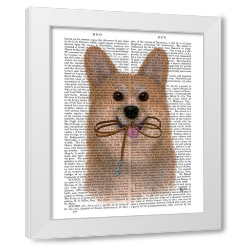 Corgi Walkies White Modern Wood Framed Art Print by Fab Funky