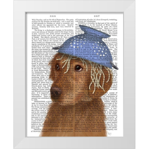 Golden Retriever and Spaghetti White Modern Wood Framed Art Print by Fab Funky