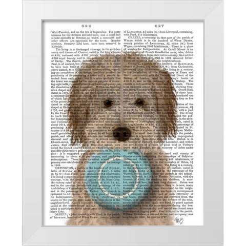 Labradoodle, Cream, Food Bowl White Modern Wood Framed Art Print by Fab Funky