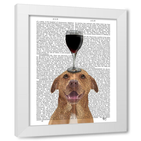 Dog Au Vin, Pit Bull White Modern Wood Framed Art Print by Fab Funky