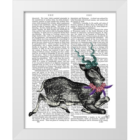 Deer with Blue Horns White Modern Wood Framed Art Print by Fab Funky