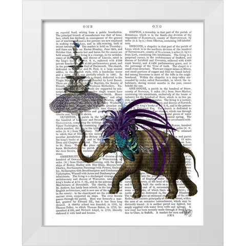 Elephant and Umbrella White Modern Wood Framed Art Print by Fab Funky