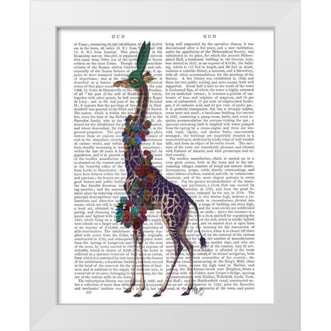 Giraffe Bunny Mask, Full White Modern Wood Framed Art Print by Fab Funky