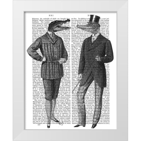Crocodile Chat White Modern Wood Framed Art Print by Fab Funky