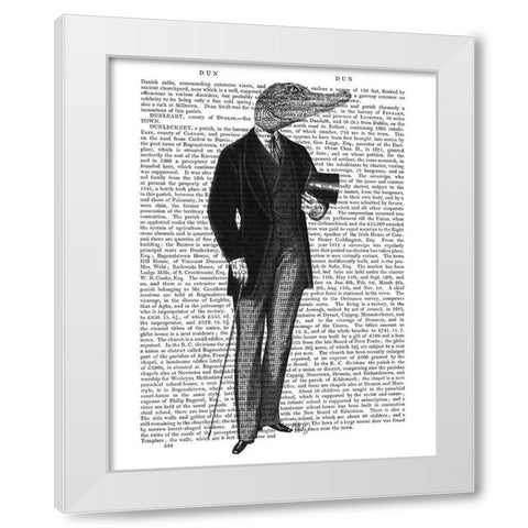 Crocodile Gent White Modern Wood Framed Art Print by Fab Funky