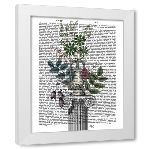 Lamp On Plinth White Modern Wood Framed Art Print by Fab Funky