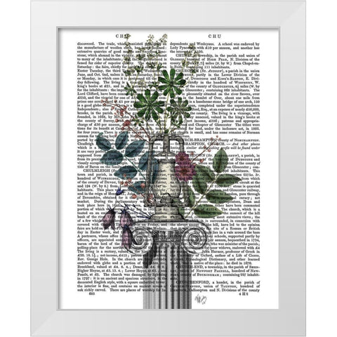 Lamp On Plinth White Modern Wood Framed Art Print by Fab Funky