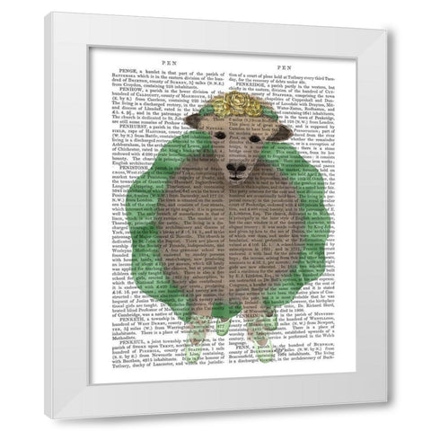 Ballet Sheep 4 Book Print White Modern Wood Framed Art Print by Fab Funky