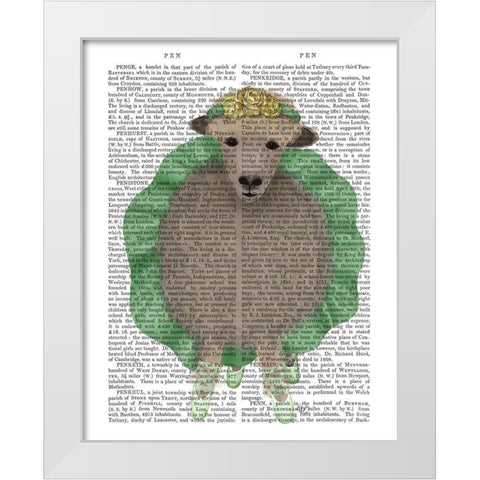 Ballet Sheep 4 Book Print White Modern Wood Framed Art Print by Fab Funky
