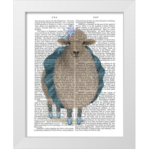 Ballet Sheep 5 Book Print White Modern Wood Framed Art Print by Fab Funky