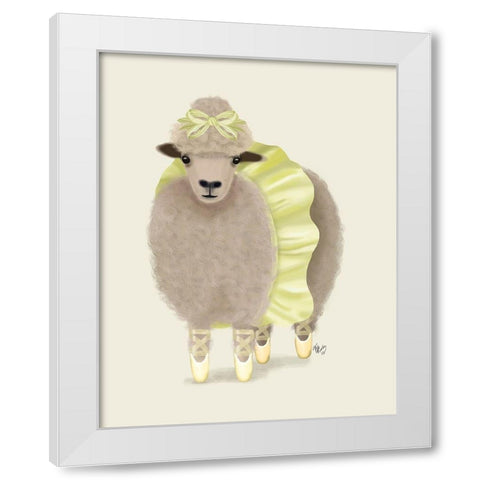 Ballet Sheep 2 White Modern Wood Framed Art Print by Fab Funky