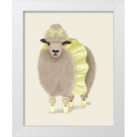Ballet Sheep 2 White Modern Wood Framed Art Print by Fab Funky