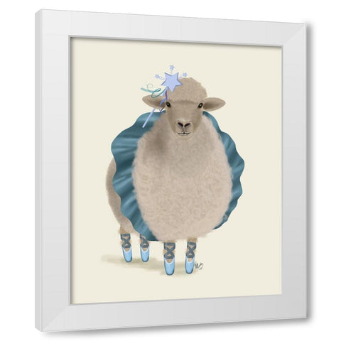 Ballet Sheep 5 White Modern Wood Framed Art Print by Fab Funky