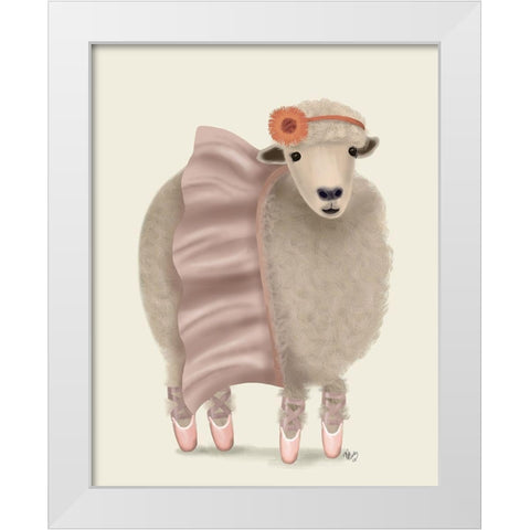 Ballet Sheep 6 White Modern Wood Framed Art Print by Fab Funky