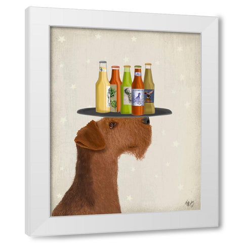 Airdale Beer Lover White Modern Wood Framed Art Print by Fab Funky