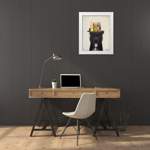 Groenendael Beer Lover White Modern Wood Framed Art Print by Fab Funky