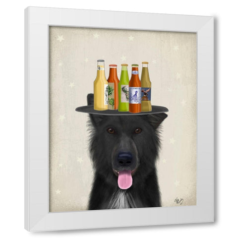 Groenendael Beer Lover White Modern Wood Framed Art Print by Fab Funky