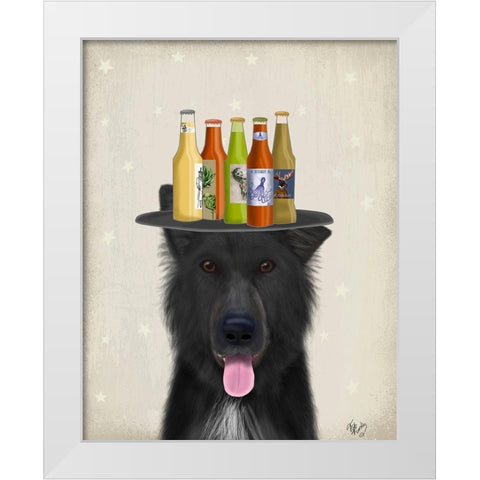 Groenendael Beer Lover White Modern Wood Framed Art Print by Fab Funky