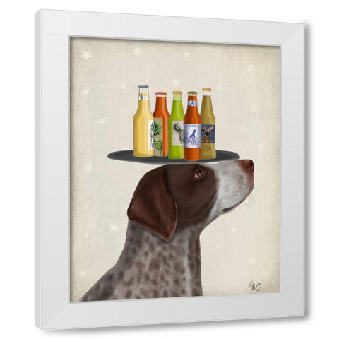 German Shorthaired Pointer Ice Cream Beer Lover White Modern Wood Framed Art Print by Fab Funky