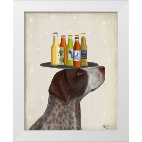 German Shorthaired Pointer Ice Cream Beer Lover White Modern Wood Framed Art Print by Fab Funky