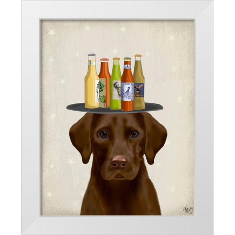 Labrador Yellow Beer Lover White Modern Wood Framed Art Print by Fab Funky