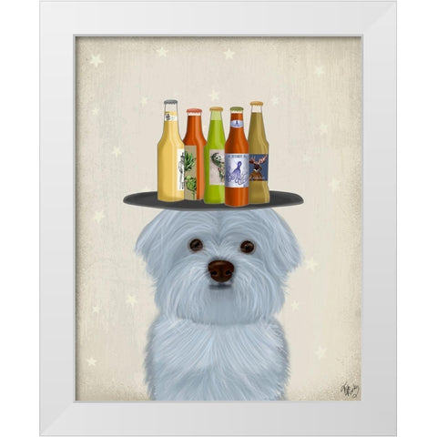 Newfoundland Beer Lover White Modern Wood Framed Art Print by Fab Funky