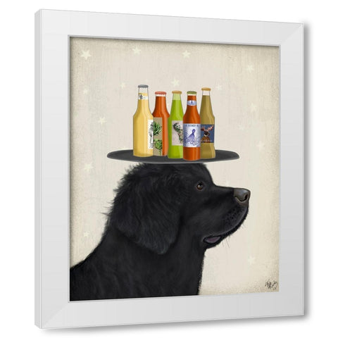 Pit Bull Beer Lover White Modern Wood Framed Art Print by Fab Funky
