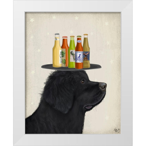 Pit Bull Beer Lover White Modern Wood Framed Art Print by Fab Funky