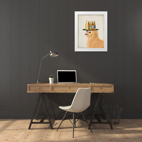 Poodle White Beer Lover White Modern Wood Framed Art Print by Fab Funky