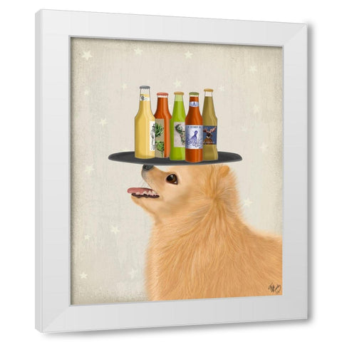 Poodle White Beer Lover White Modern Wood Framed Art Print by Fab Funky