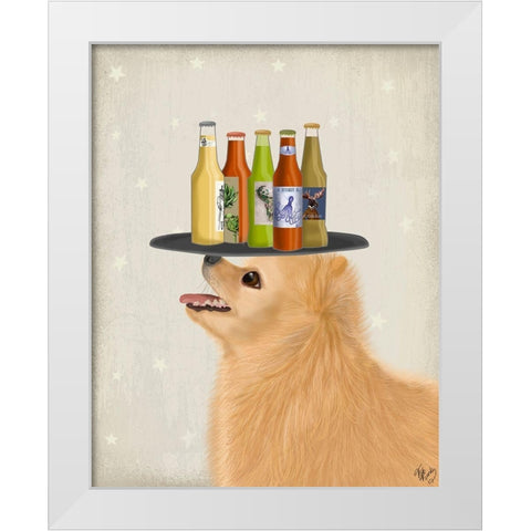 Poodle White Beer Lover White Modern Wood Framed Art Print by Fab Funky