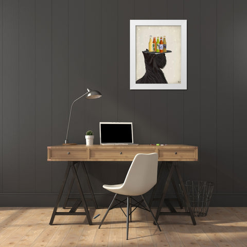 Scottish Terrier Beer Lover White Modern Wood Framed Art Print by Fab Funky