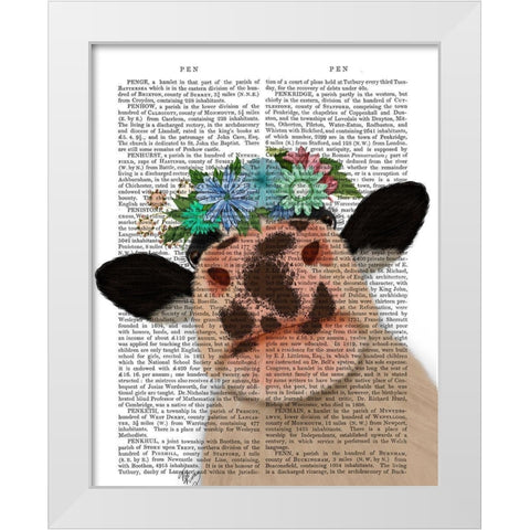 Cow with Flower Crown 2 Book Print White Modern Wood Framed Art Print by Fab Funky