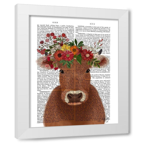 Cow Bohemian 1 Book Print White Modern Wood Framed Art Print by Fab Funky