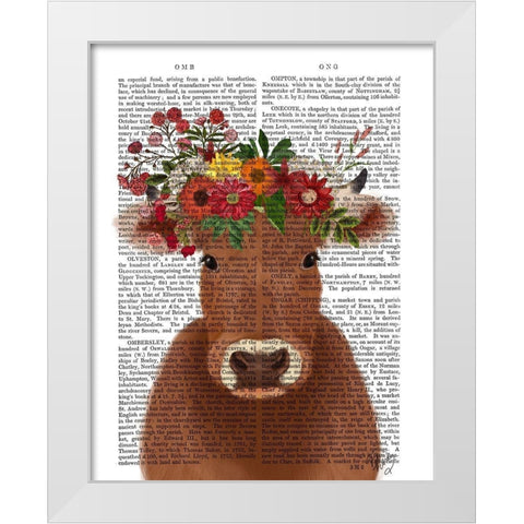 Cow Bohemian 1 Book Print White Modern Wood Framed Art Print by Fab Funky