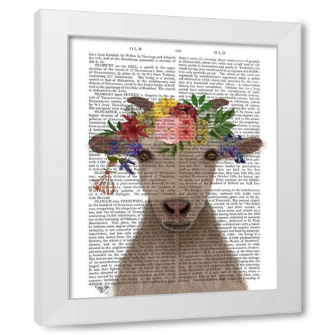 Goat Bohemian 1 Book Print White Modern Wood Framed Art Print by Fab Funky