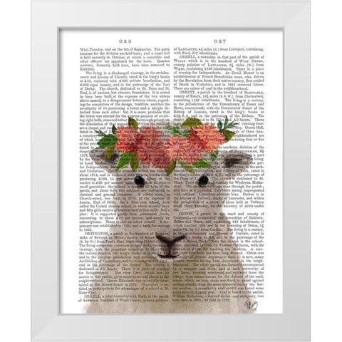 Sheep Bohemian 1 Book Print White Modern Wood Framed Art Print by Fab Funky