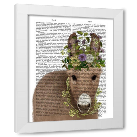 Donkey Bohemian 2 Book Print White Modern Wood Framed Art Print by Fab Funky
