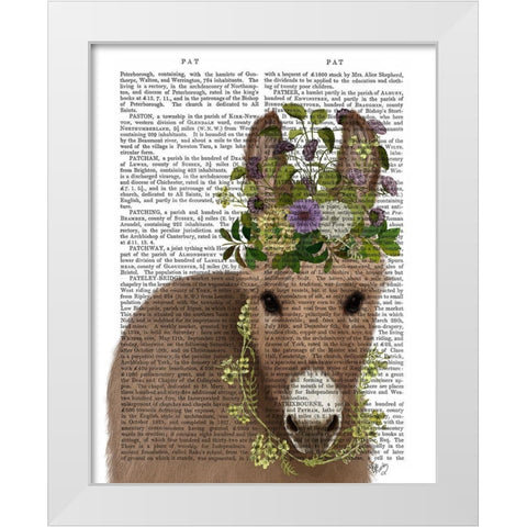 Donkey Bohemian 2 Book Print White Modern Wood Framed Art Print by Fab Funky