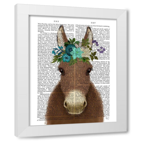 Donkey Bohemian 3 Book Print White Modern Wood Framed Art Print by Fab Funky