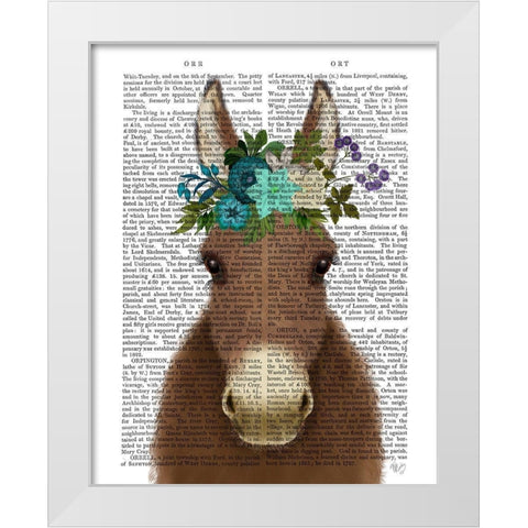 Donkey Bohemian 3 Book Print White Modern Wood Framed Art Print by Fab Funky