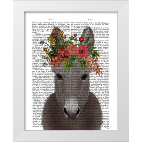 Donkey Bohemian 4 Book Print White Modern Wood Framed Art Print by Fab Funky