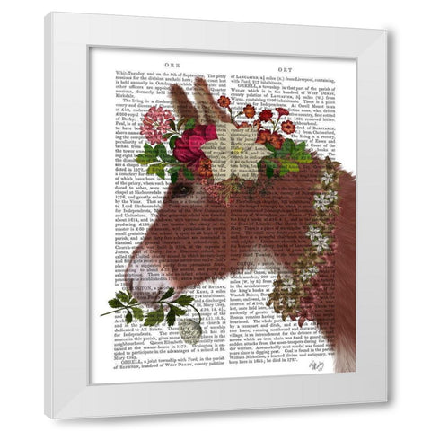 Donkey Bohemian 5 Book Print White Modern Wood Framed Art Print by Fab Funky