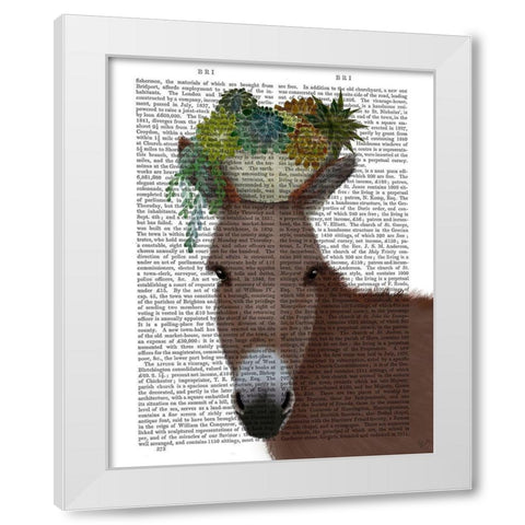 Donkey Succulent Book Print White Modern Wood Framed Art Print by Fab Funky