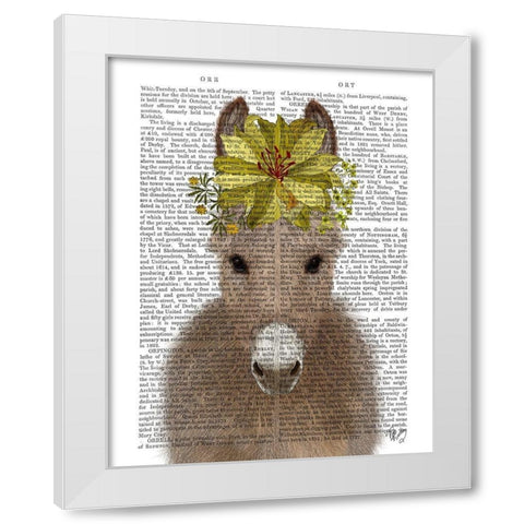Donkey Sunflower Book Print White Modern Wood Framed Art Print by Fab Funky