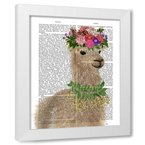 Llama Bohemian 2 Book Print White Modern Wood Framed Art Print by Fab Funky