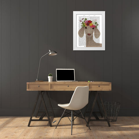 Goat Bohemian 2 Book Print White Modern Wood Framed Art Print by Fab Funky